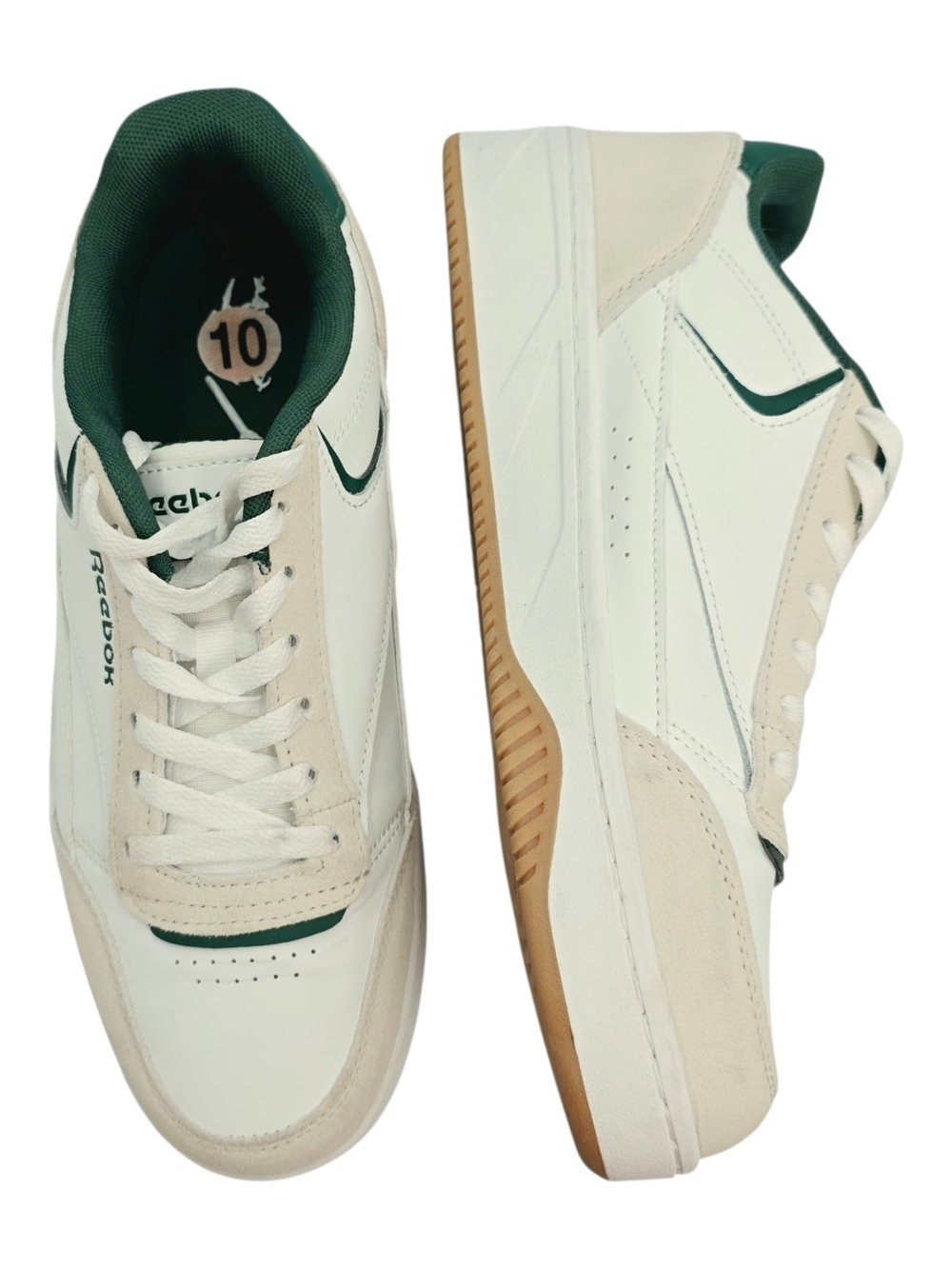 Reebok Men's Low-Top Sneakers in White, Dark Green, and Beige Size 10 - Picture 9 of 13